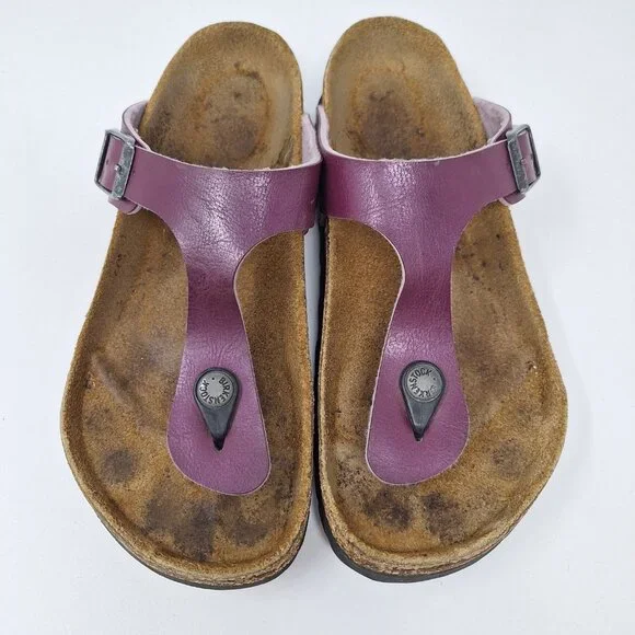 Birkenstock Gize Birko-Flor Shiny Purple Sandals Thong Women's Size 37 - Picture 1 of 11